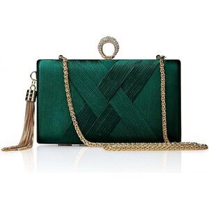 Women Green Clasp Imported Purses Handbags Suitable for evening party